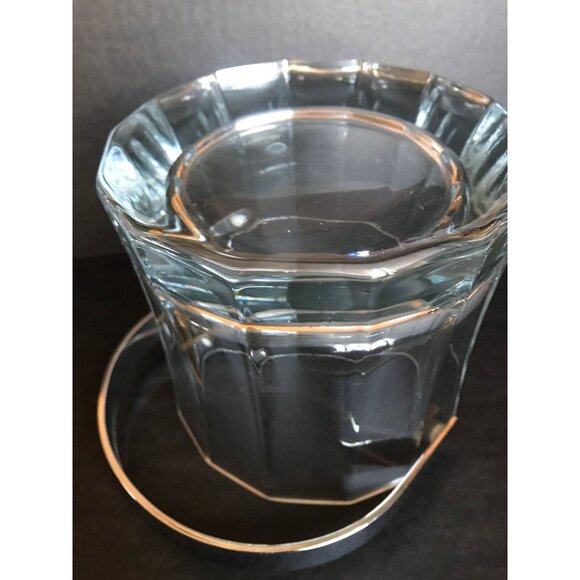 Vintage Mini Crystal Ice Bucket With Silver Tone Handle 14 Faceted Sides - Picture 9 of 10